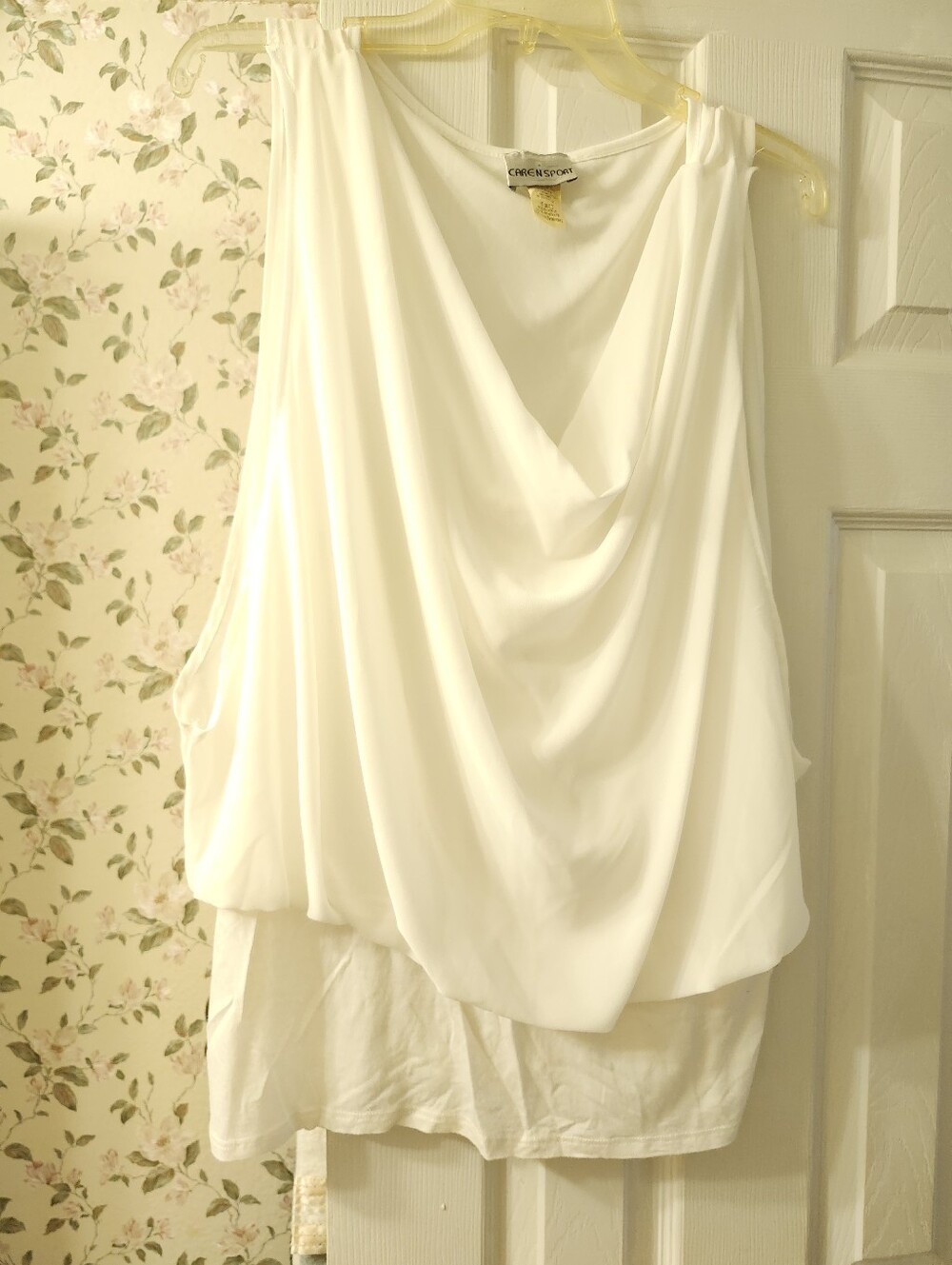 Draped White Sleeveless Women's Top